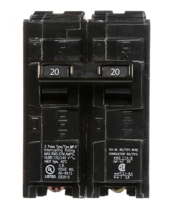 Siemens 20A Double Pole Circuit Breaker (Q220) Simply Retrofits