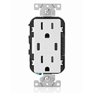 Leviton 6A Duplex USB Charger with 15A Tamper-Resistant Outlet