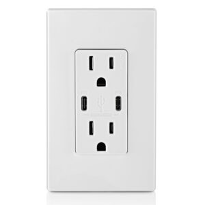 Leviton 6A Duplex USB Charger with 15A Tamper-Resistant Outlet
